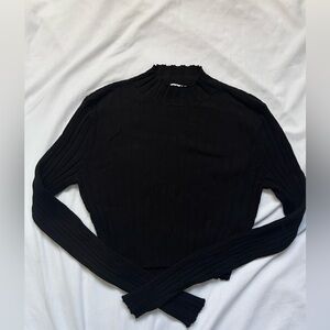 Black Long Sleeve Ribbed Top